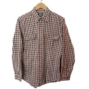 Cabela's Outdoor Gear Mens Shirt Size Large‎ Plaid Check Red Cream 100% Cotton